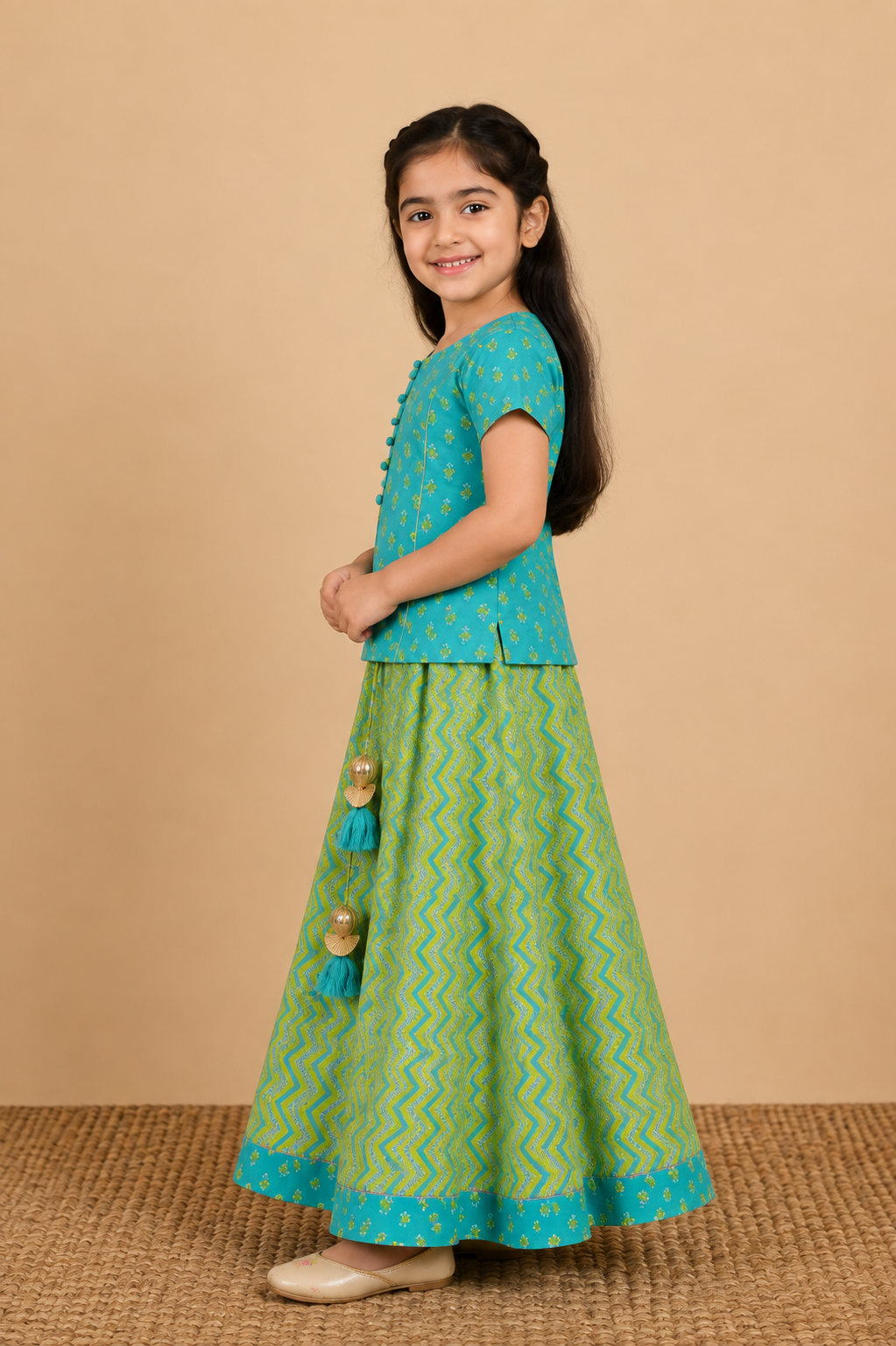Lime Green Kurta Skirt Dupatta