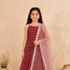 Maroon Crop Top & Flared Skirt Set with Dupatta