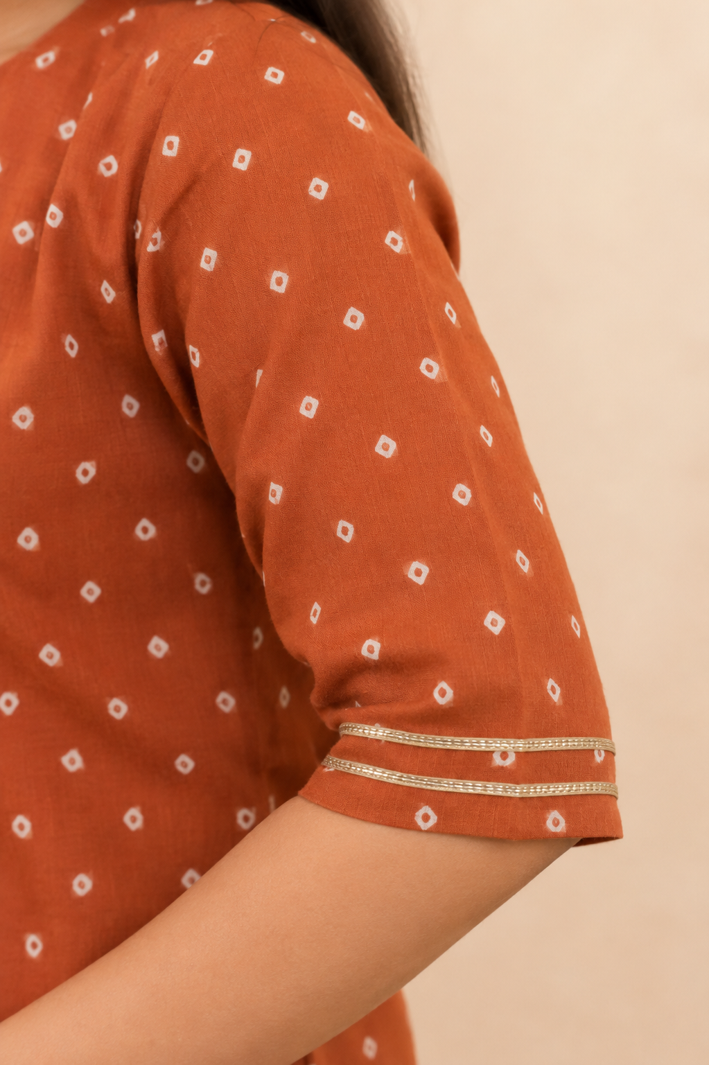 Rust Orange Kurta Dhoti Dupatta