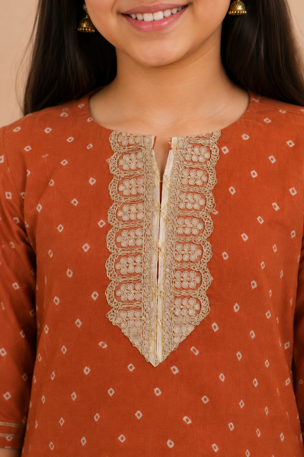 Rust Orange Kurta Dhoti Dupatta