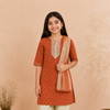 Rust Orange Kurta Dhoti Dupatta