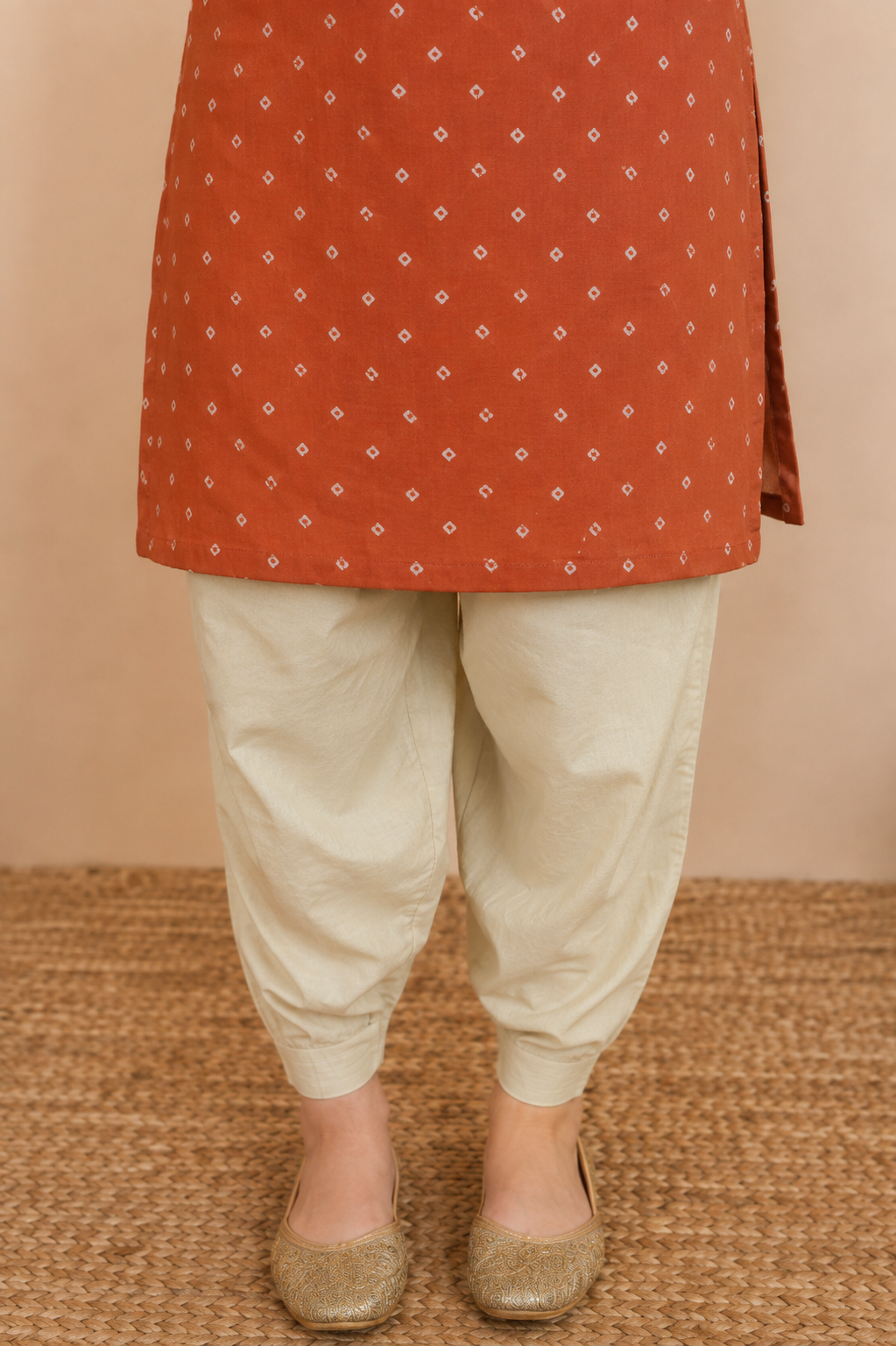Rust Orange Kurta Dhoti Dupatta
