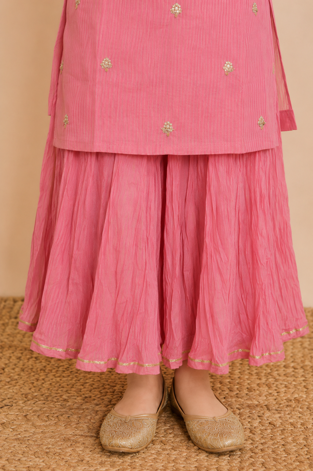 Dusty Pink Kurta Sharara Set with Dupatta