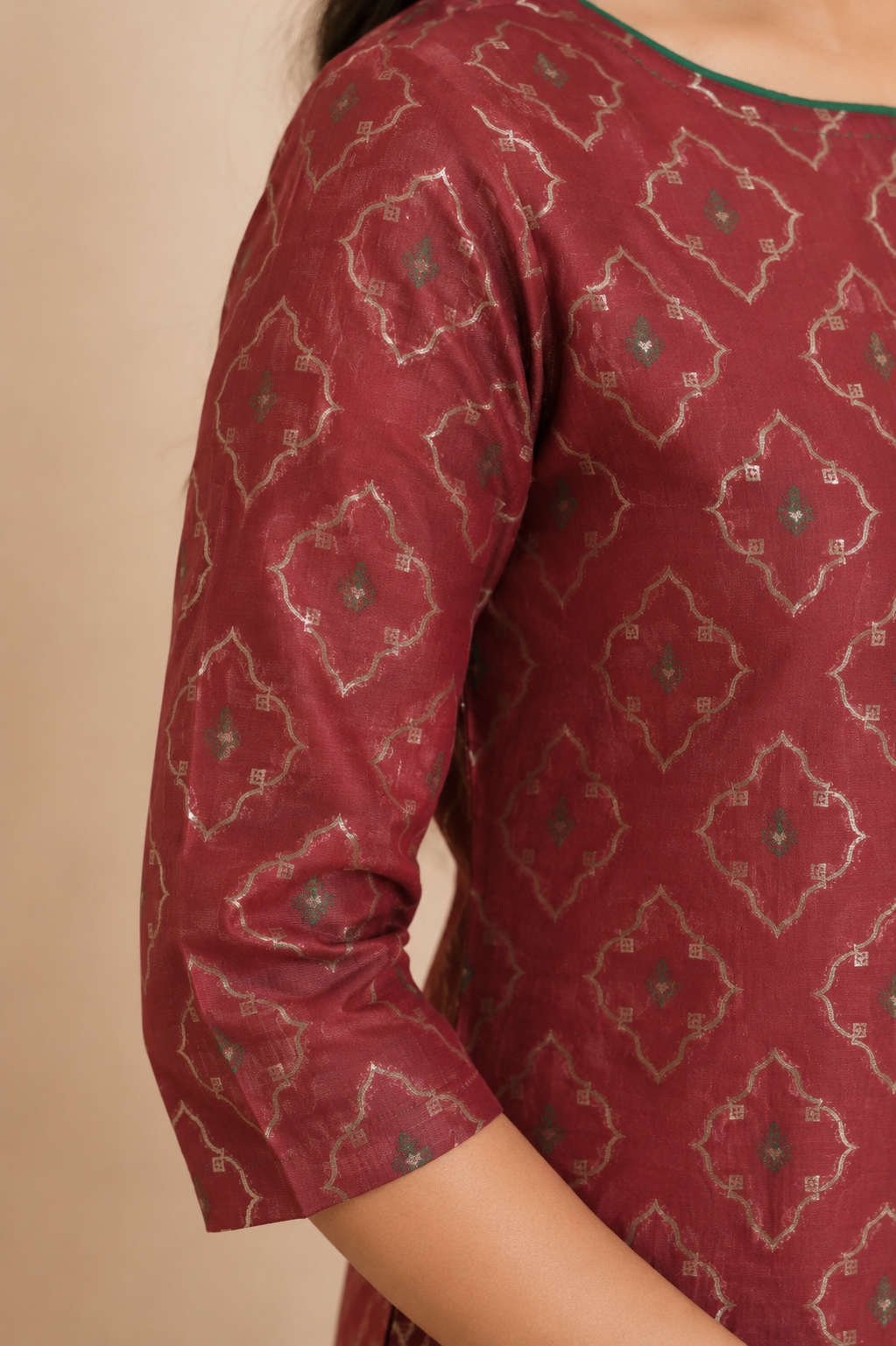 Magenta & Green Kurta Sharara Set with Dupatta