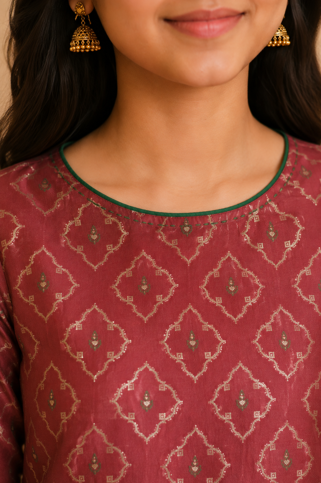 Magenta & Green Kurta Sharara Set with Dupatta