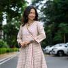 Cream Cotton A Line Kurta