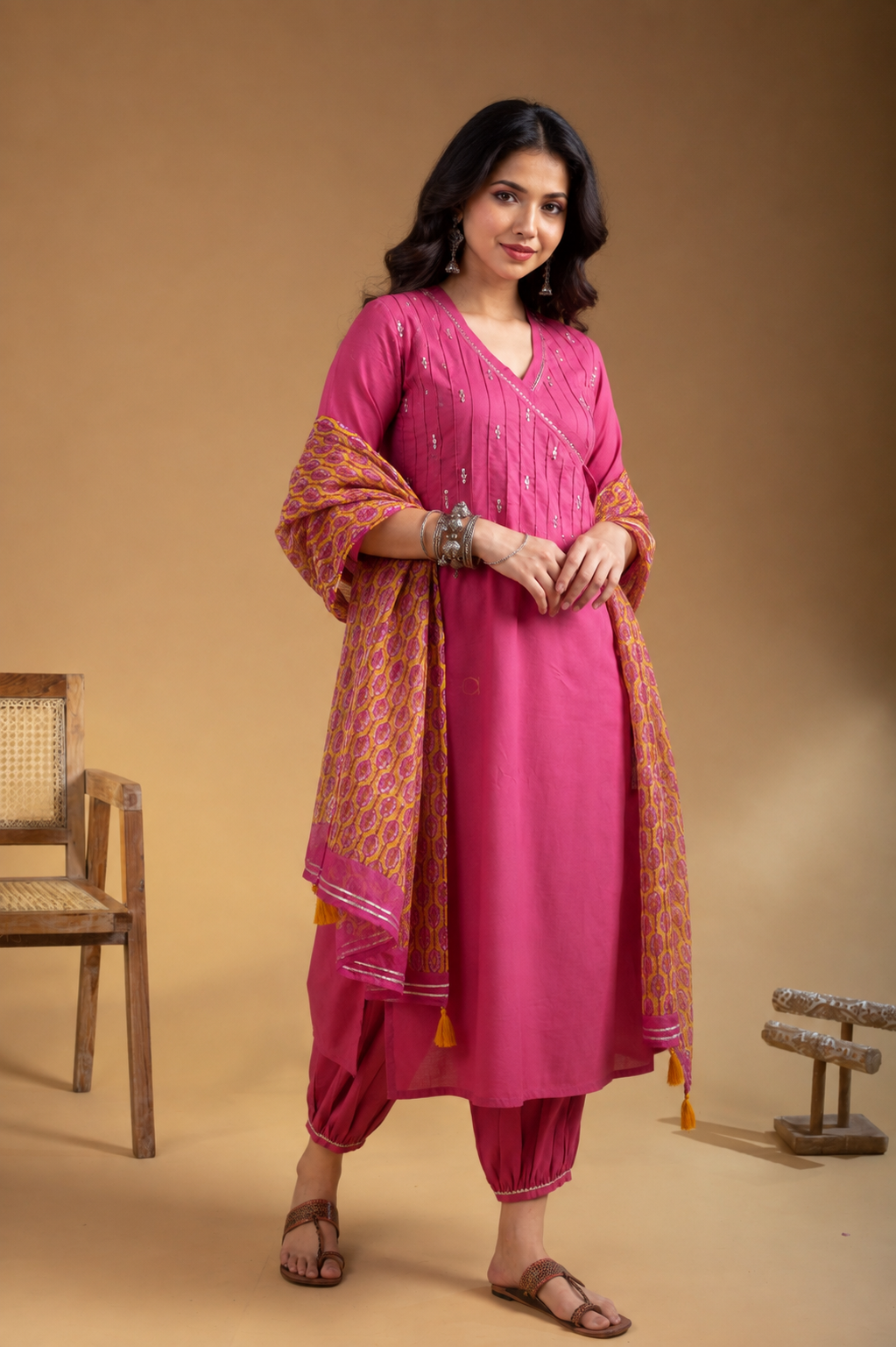 Rose Pink Cotton Complete Suit Set
