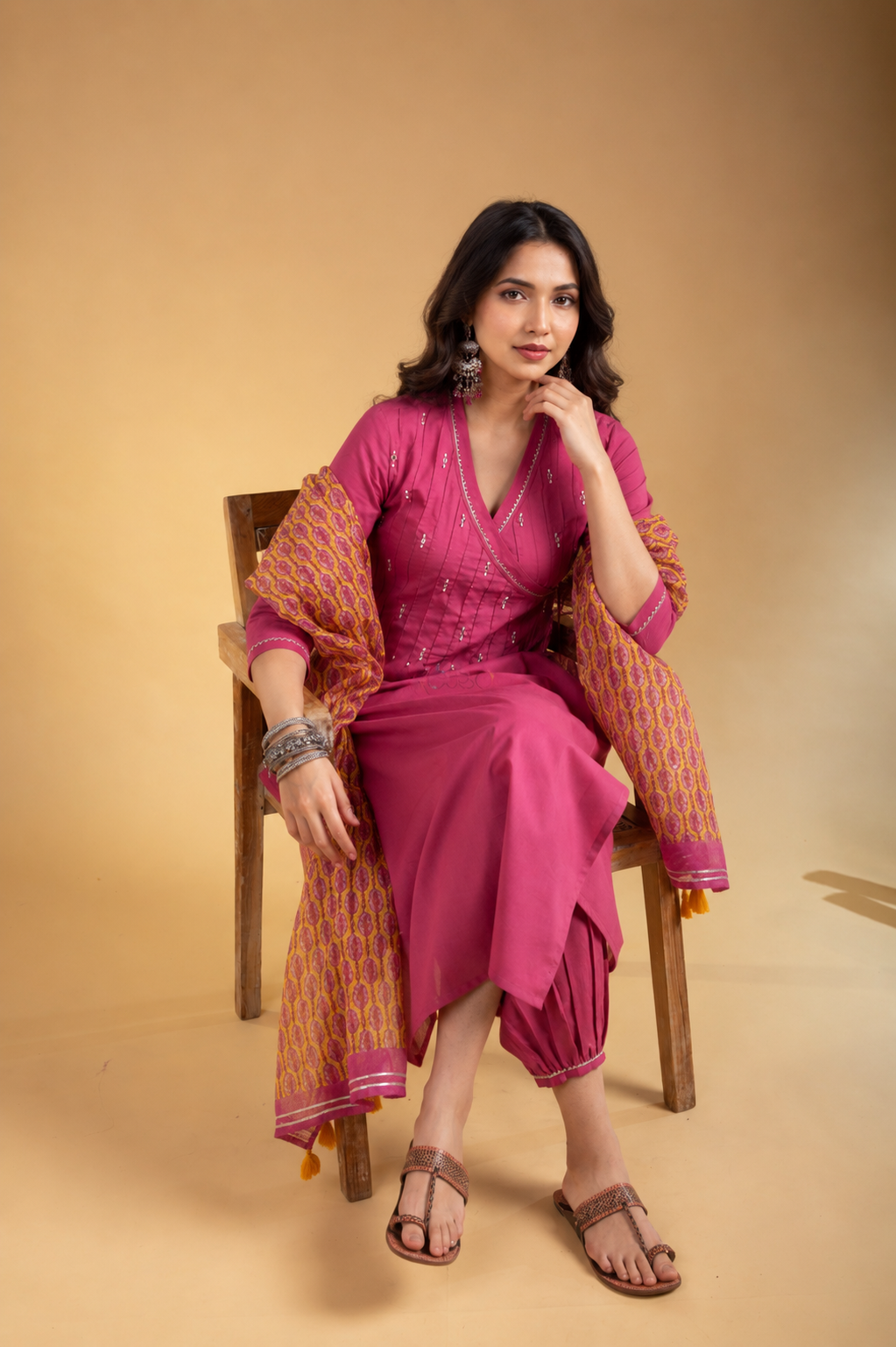 Rose Pink Cotton Complete Suit Set