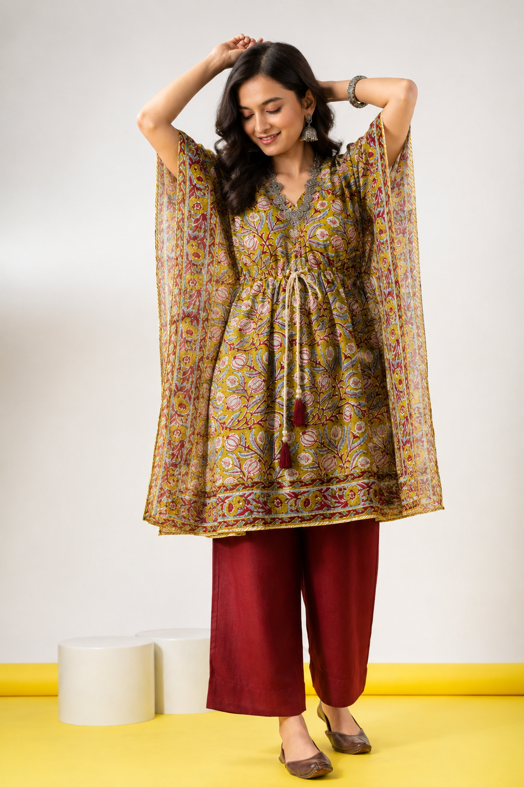 Yellow Cotton Kaftan
