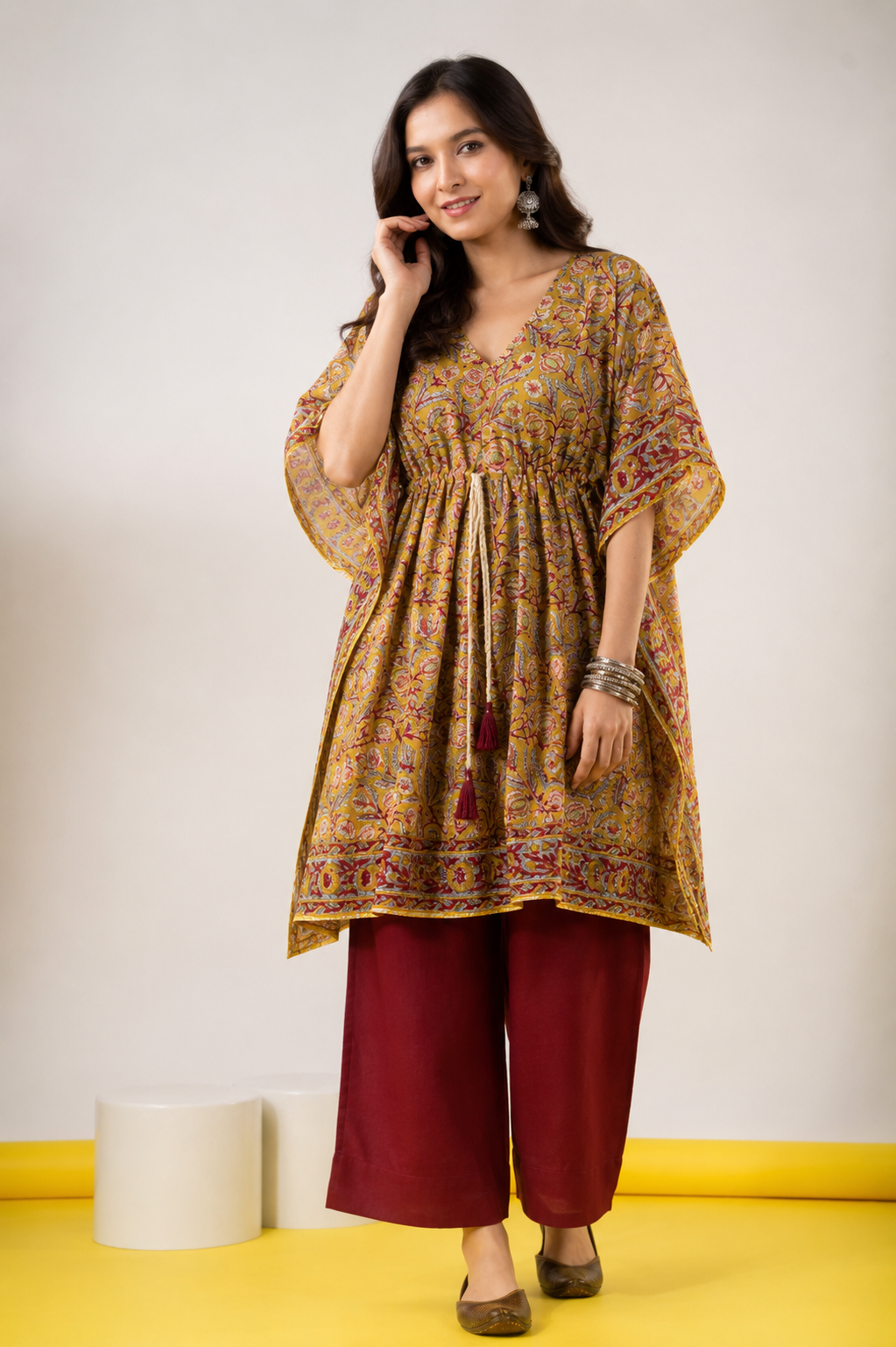 Yellow Cotton Kaftan