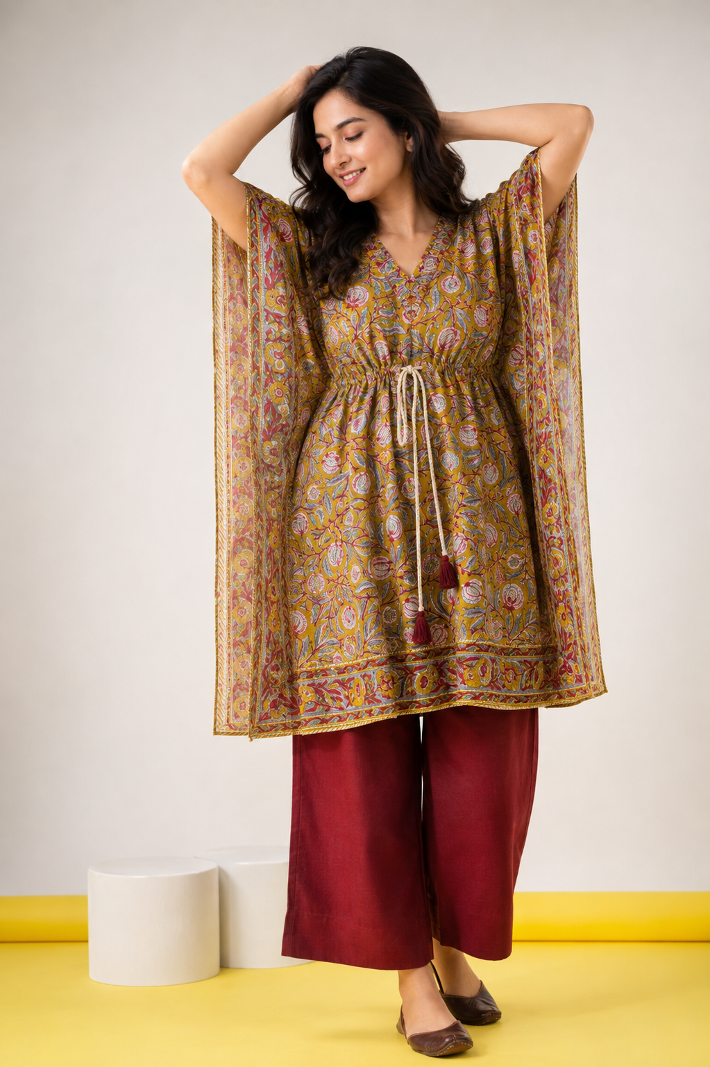 Yellow Cotton Kaftan