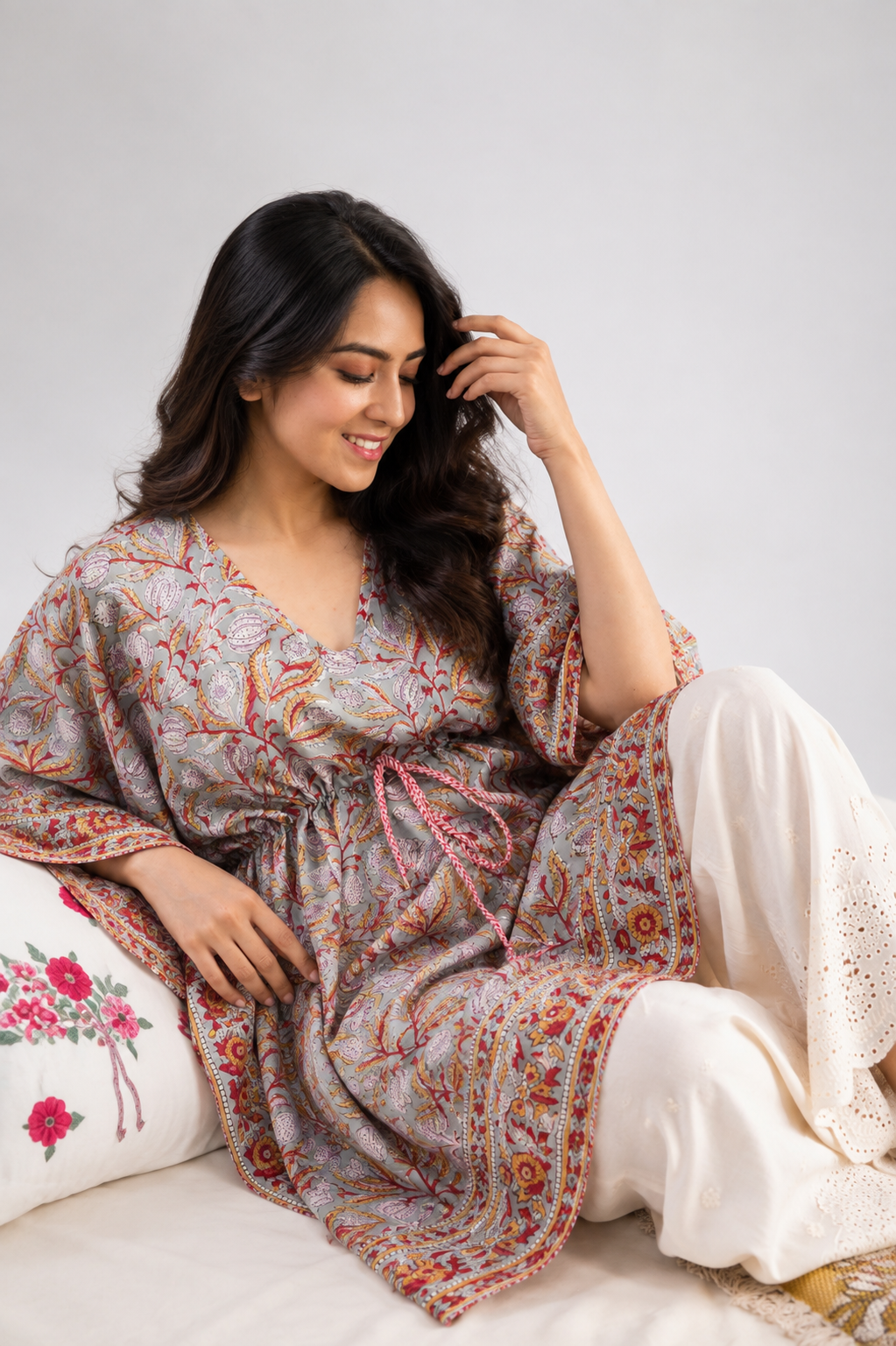 Grey Cotton Kaftan