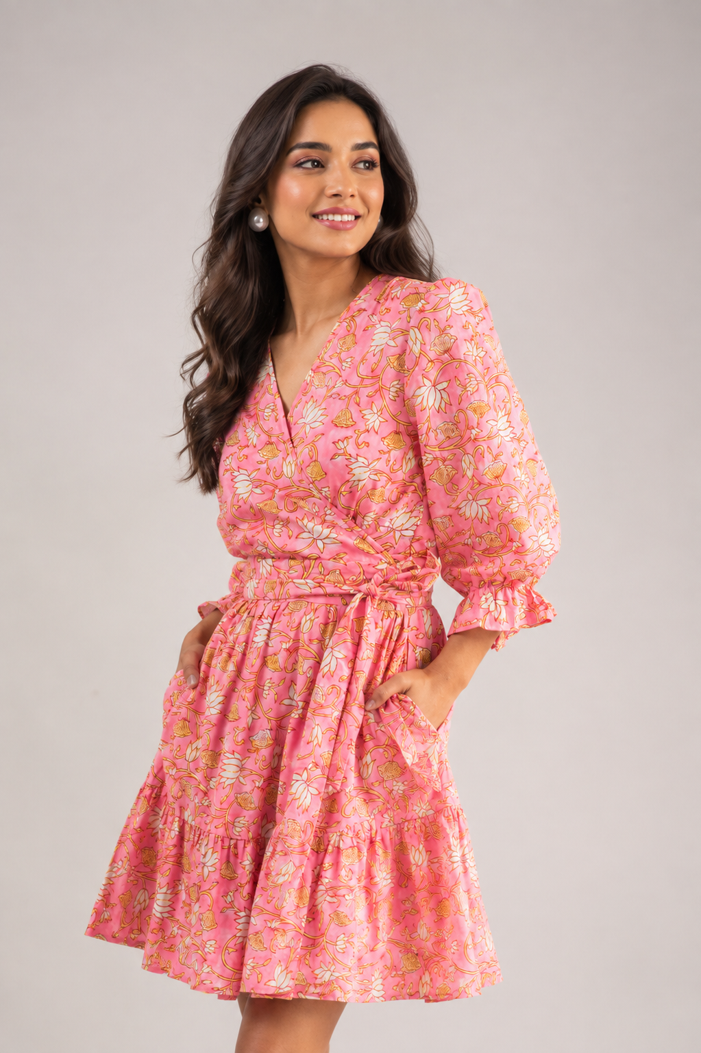 Illusion Pink Cotton Dress