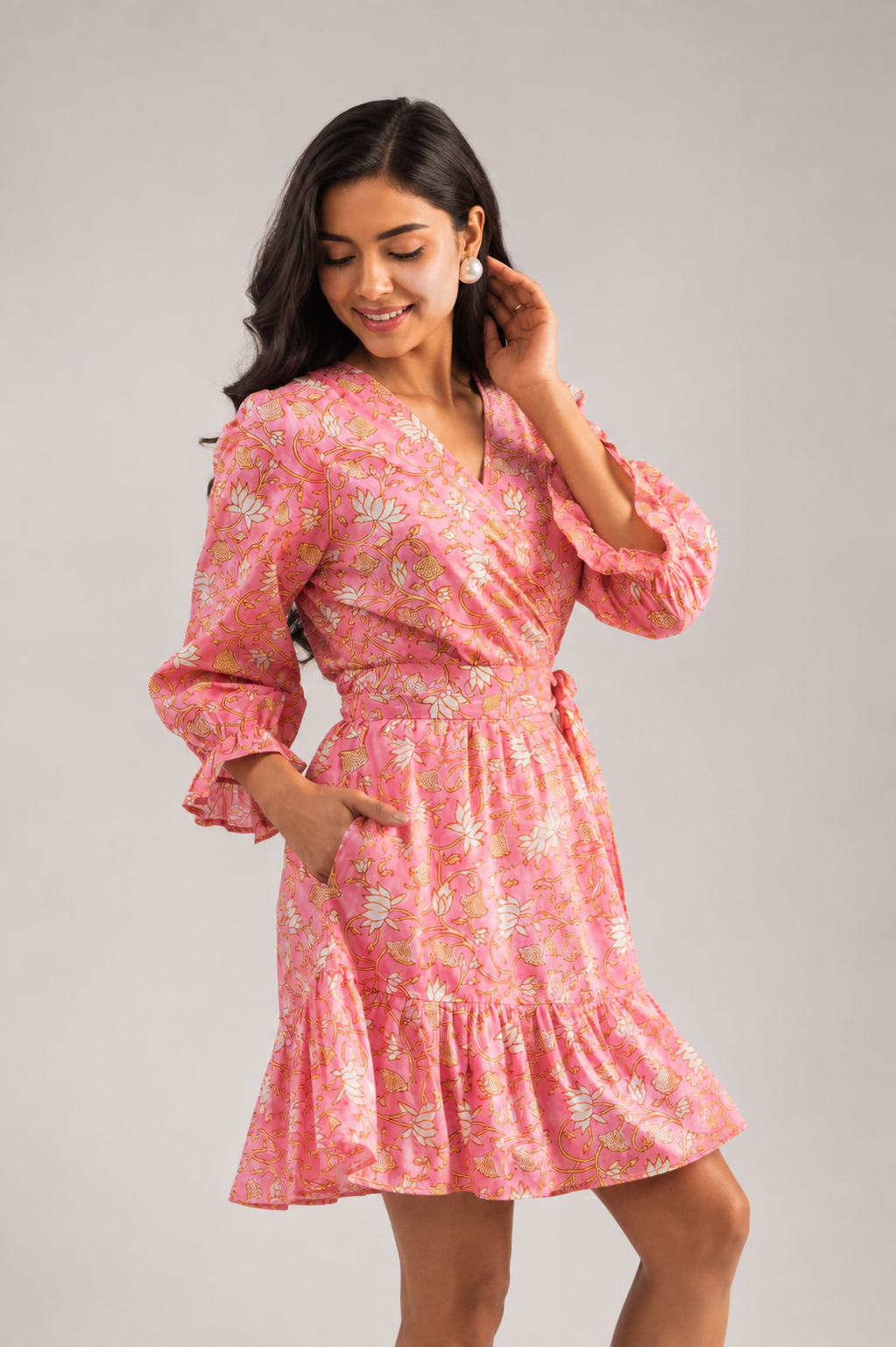 Illusion Pink Cotton Dress