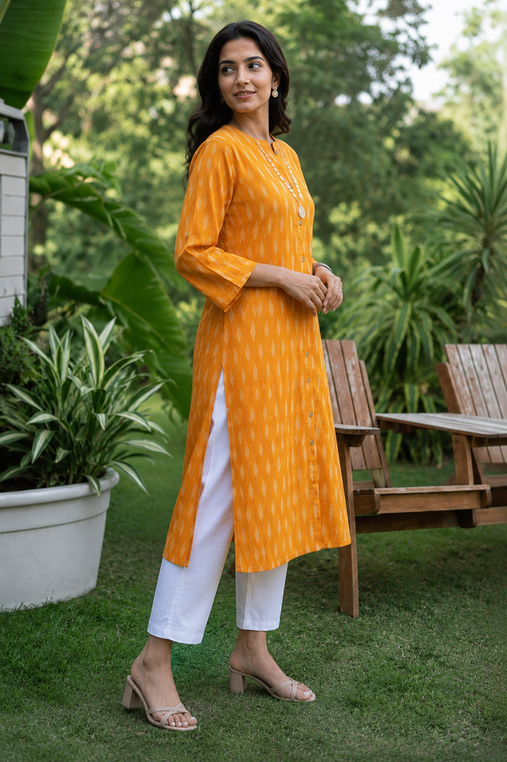 Yellow A-Line Kurta
