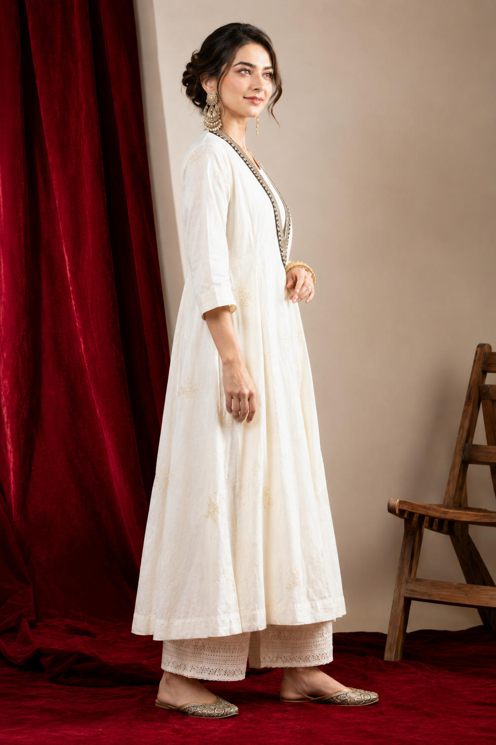 Cream Cotton Kurta Pant