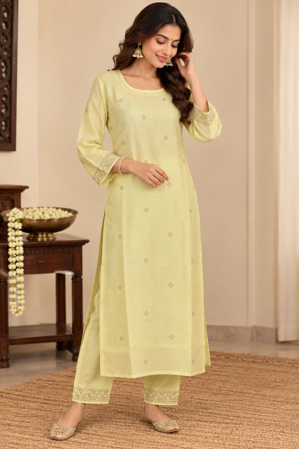 Light Yellow Chanderi Kurta