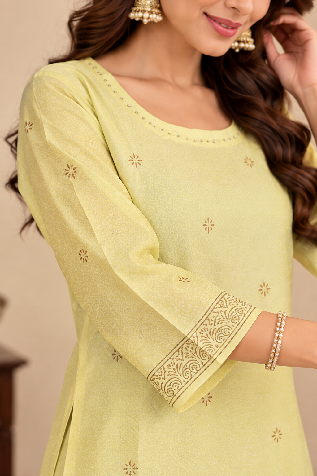 Light Yellow Chanderi Kurta