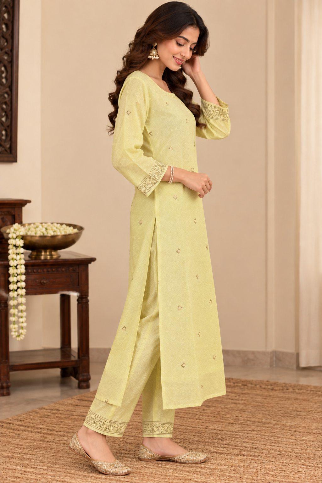Light Yellow Chanderi Kurta