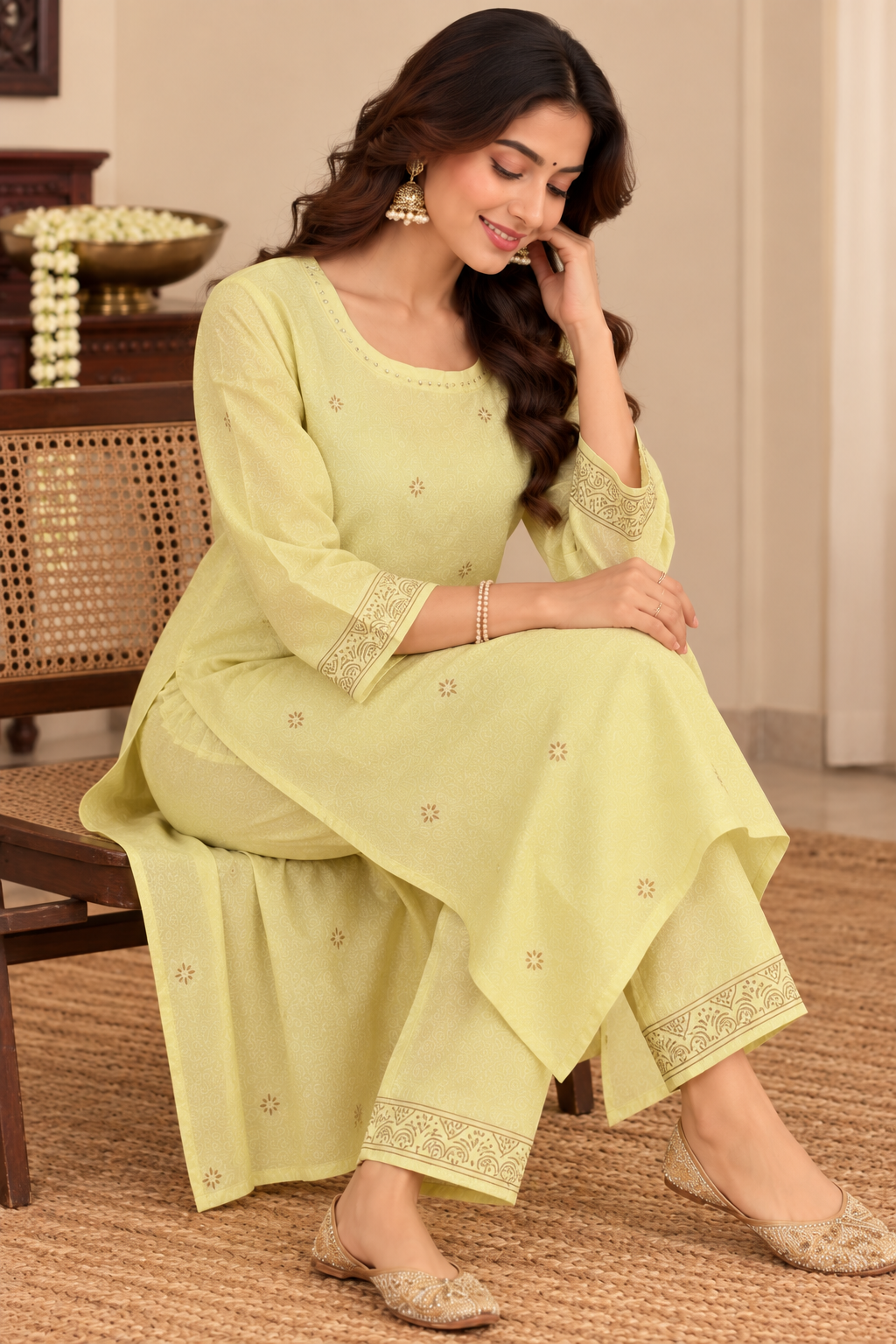 Light Yellow Chanderi Kurta