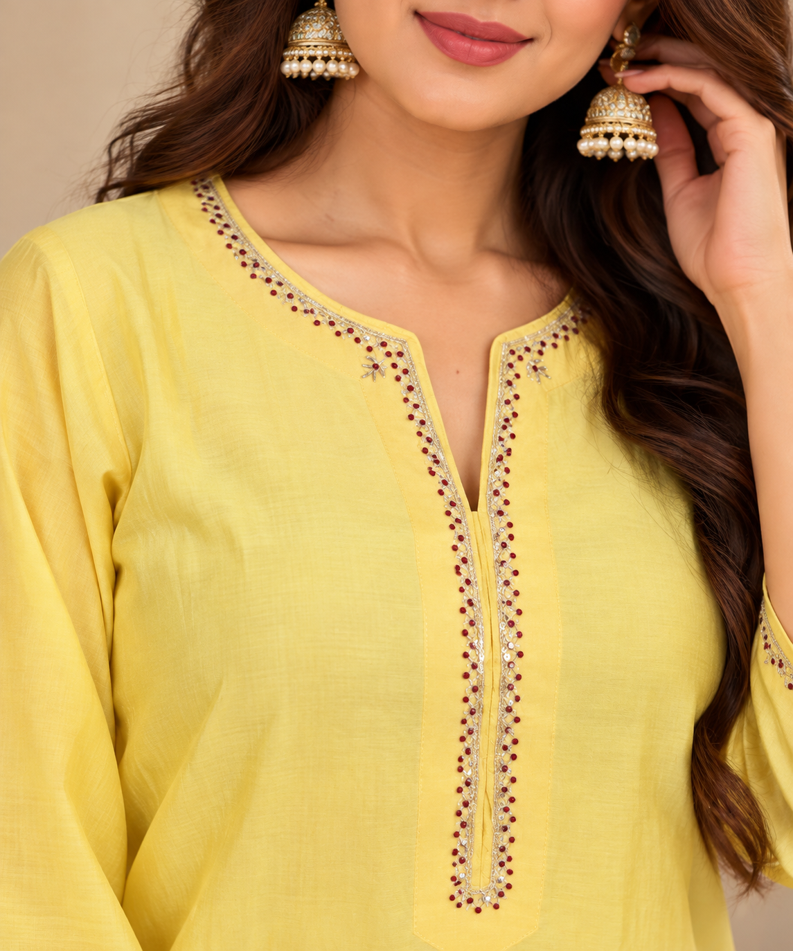 Lemon Yellow Chanderi Kurta