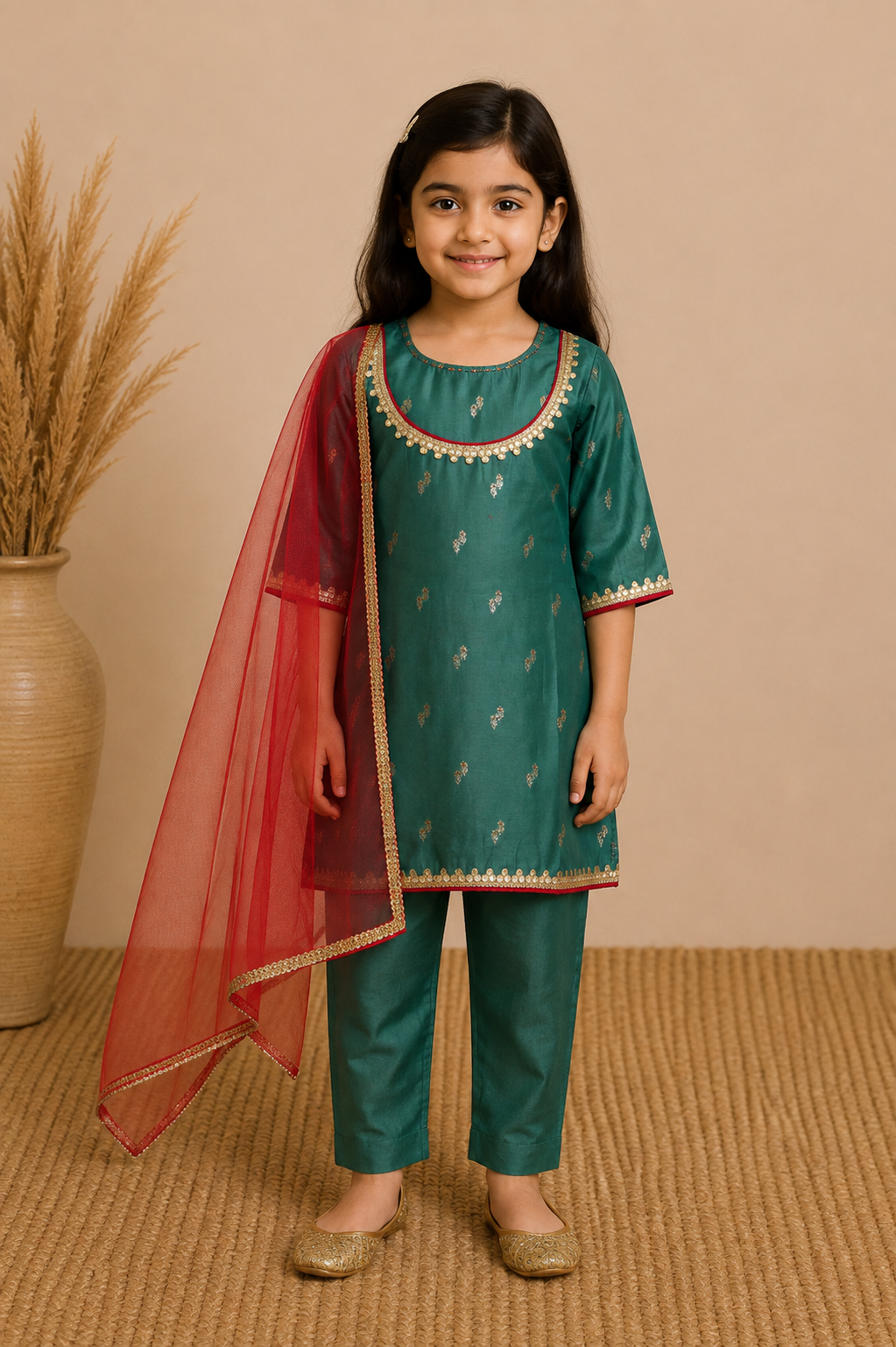 Teal Green Kurta Pant Dupatta