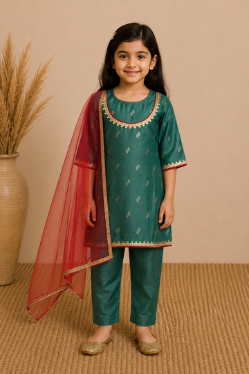 Teal Green Kurta Pant Dupatta
