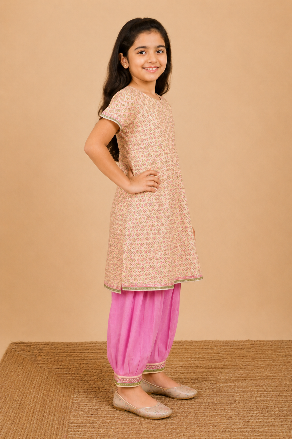 Beige Kurta Pant Dupatta