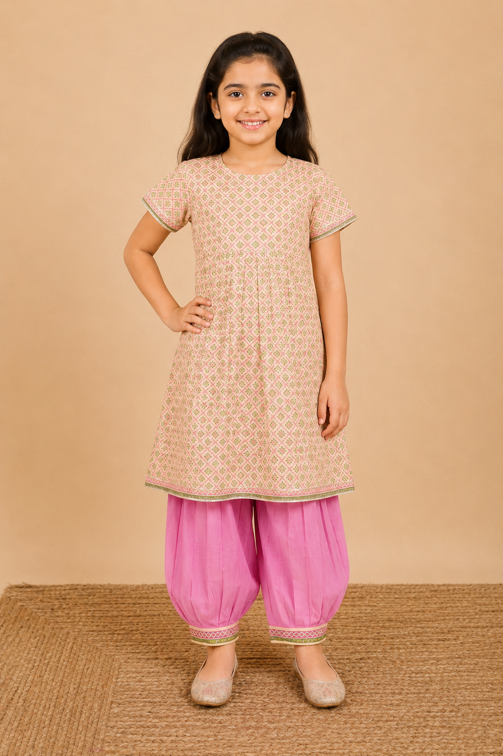 Beige Kurta Pant Dupatta