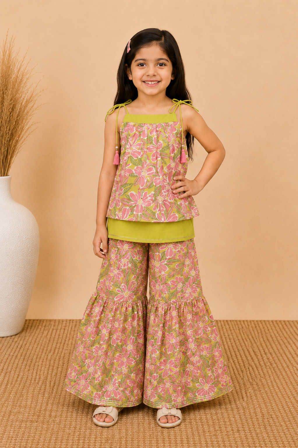 Lime Green Kurta Sharara Dupatta