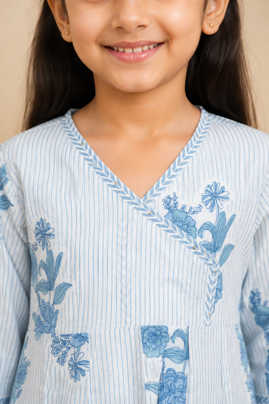 White & Light Blue Kurta Pant dupatta