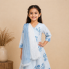 White & Light Blue Kurta Pant dupatta