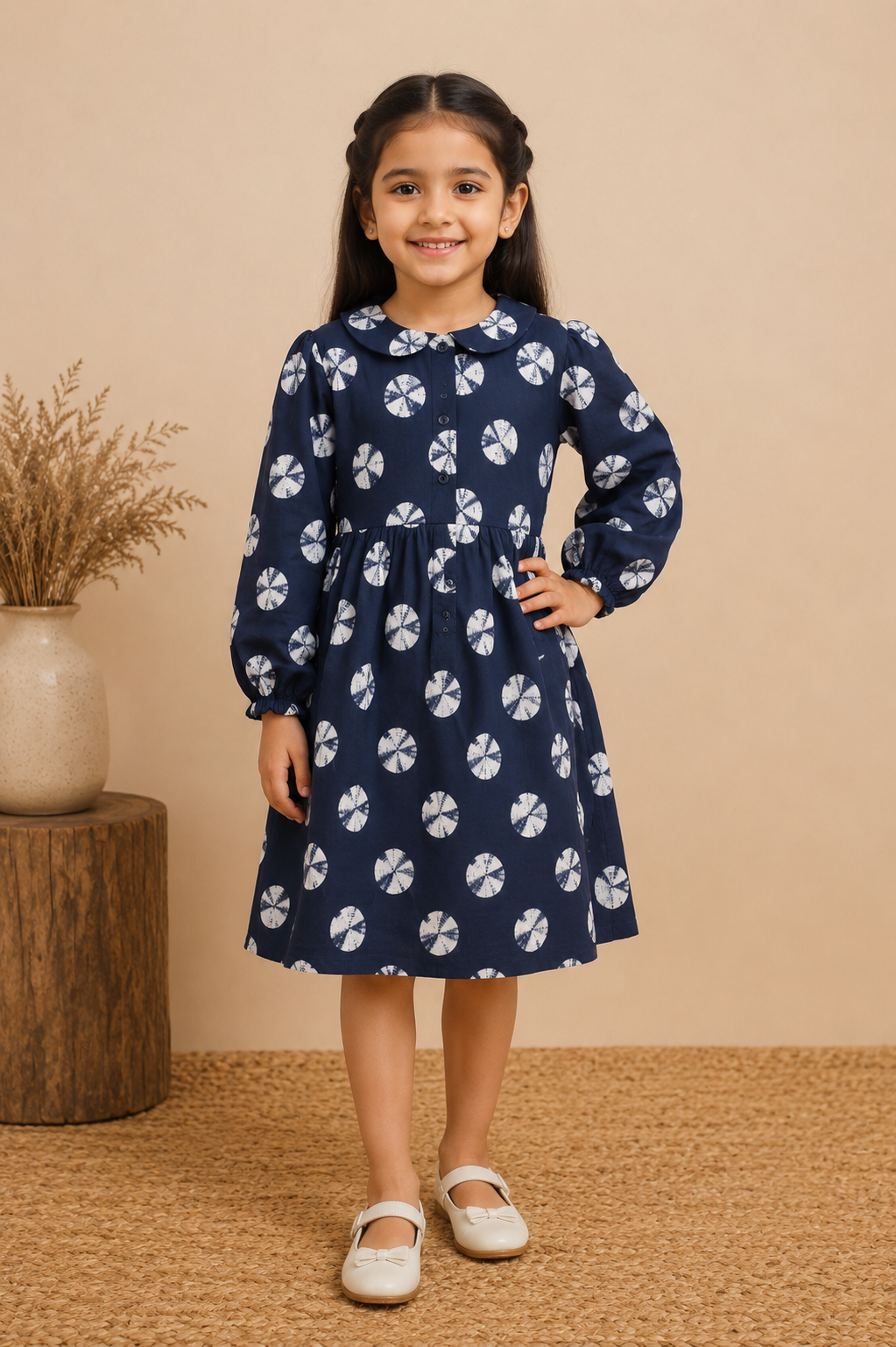 Navy Blue & White Frock