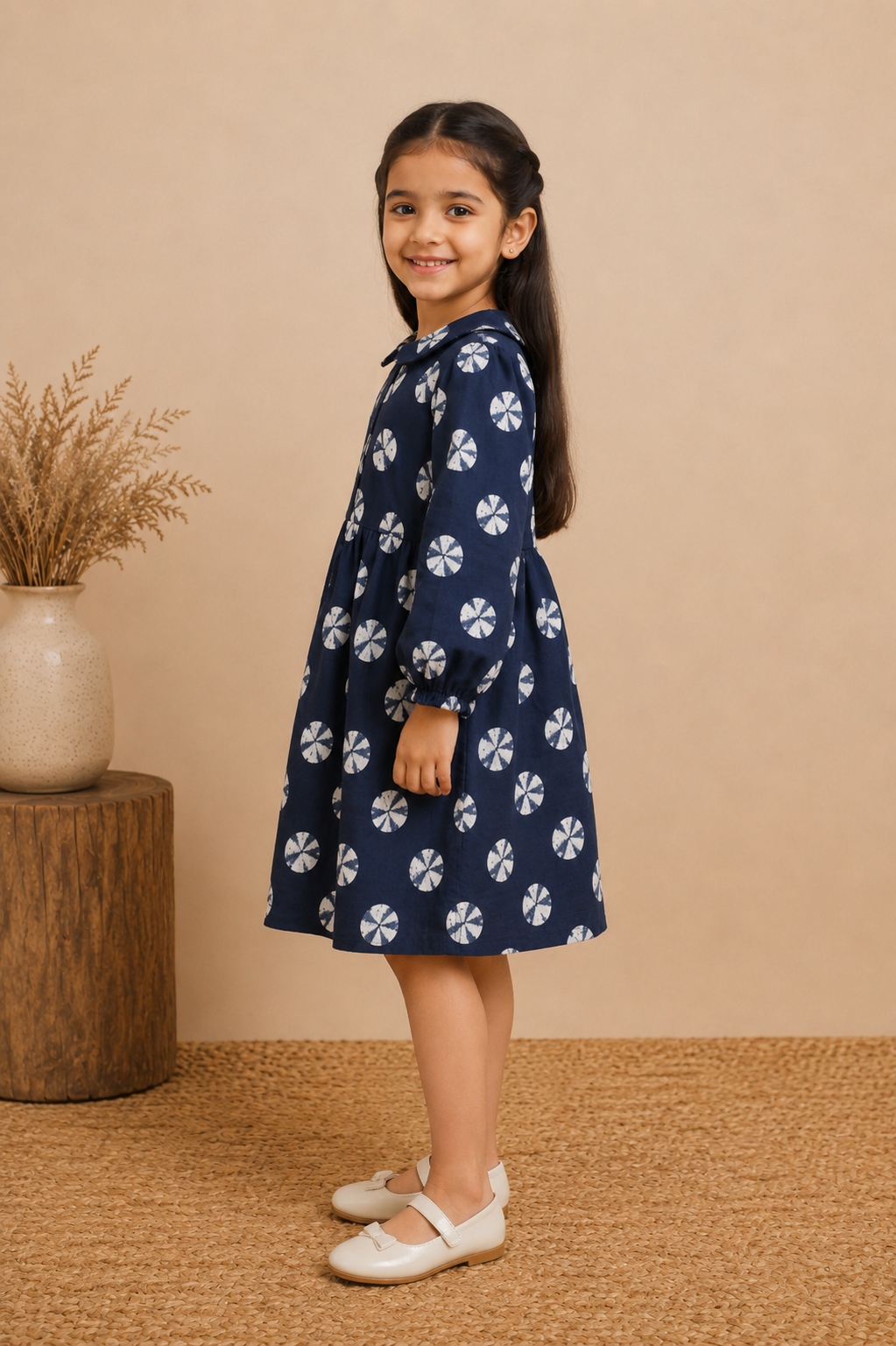 Navy Blue & White Frock