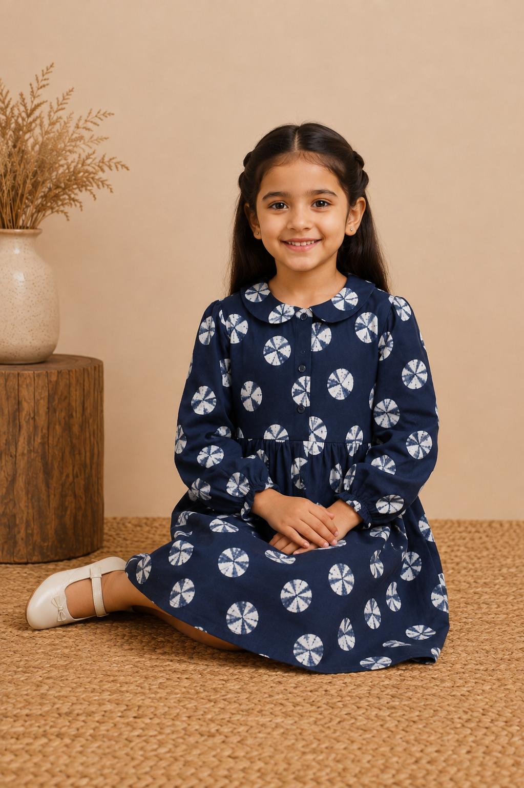 Navy Blue & White Frock