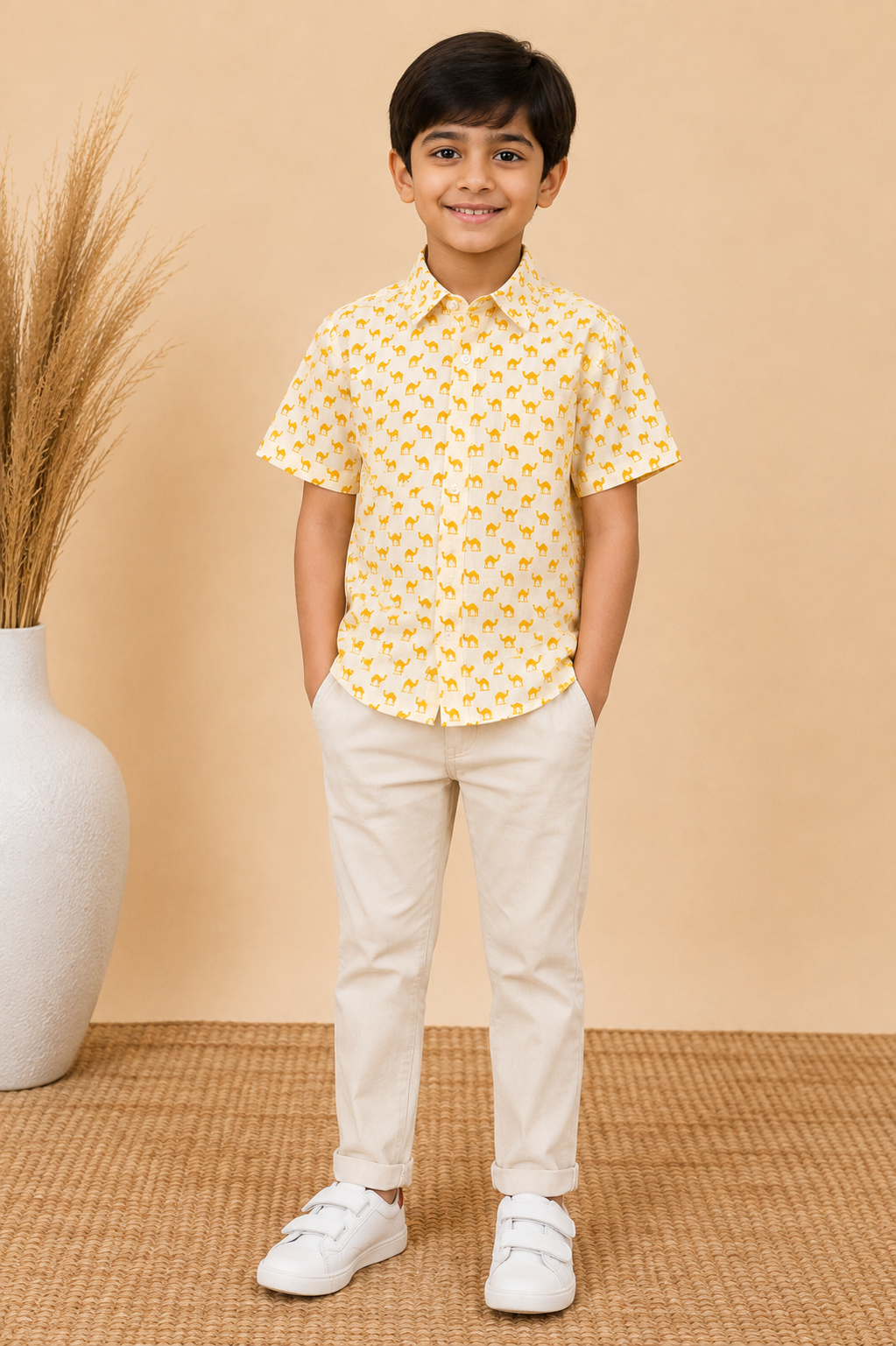 Cream & Mustard Yellow Shirt