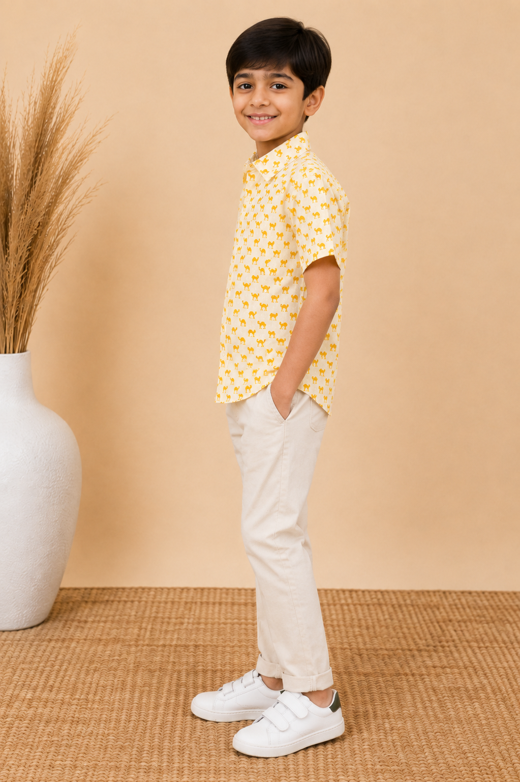 Cream & Mustard Yellow Shirt