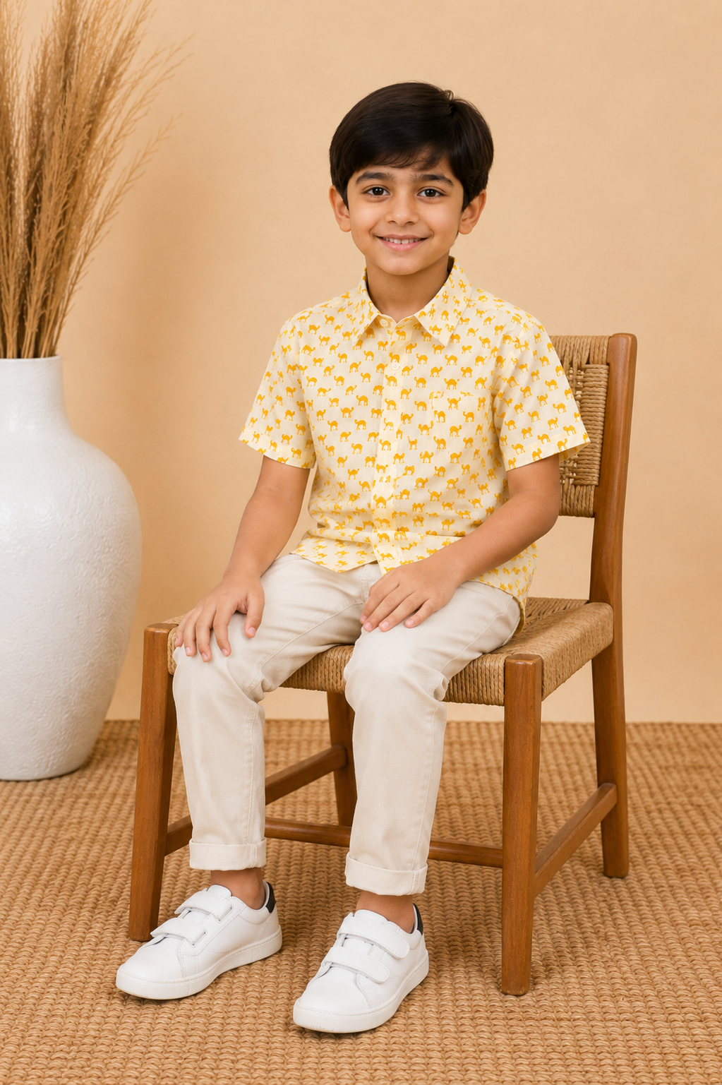 Cream & Mustard Yellow Shirt