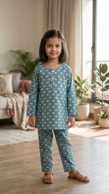 Muted Teal Blue Lounge Wear