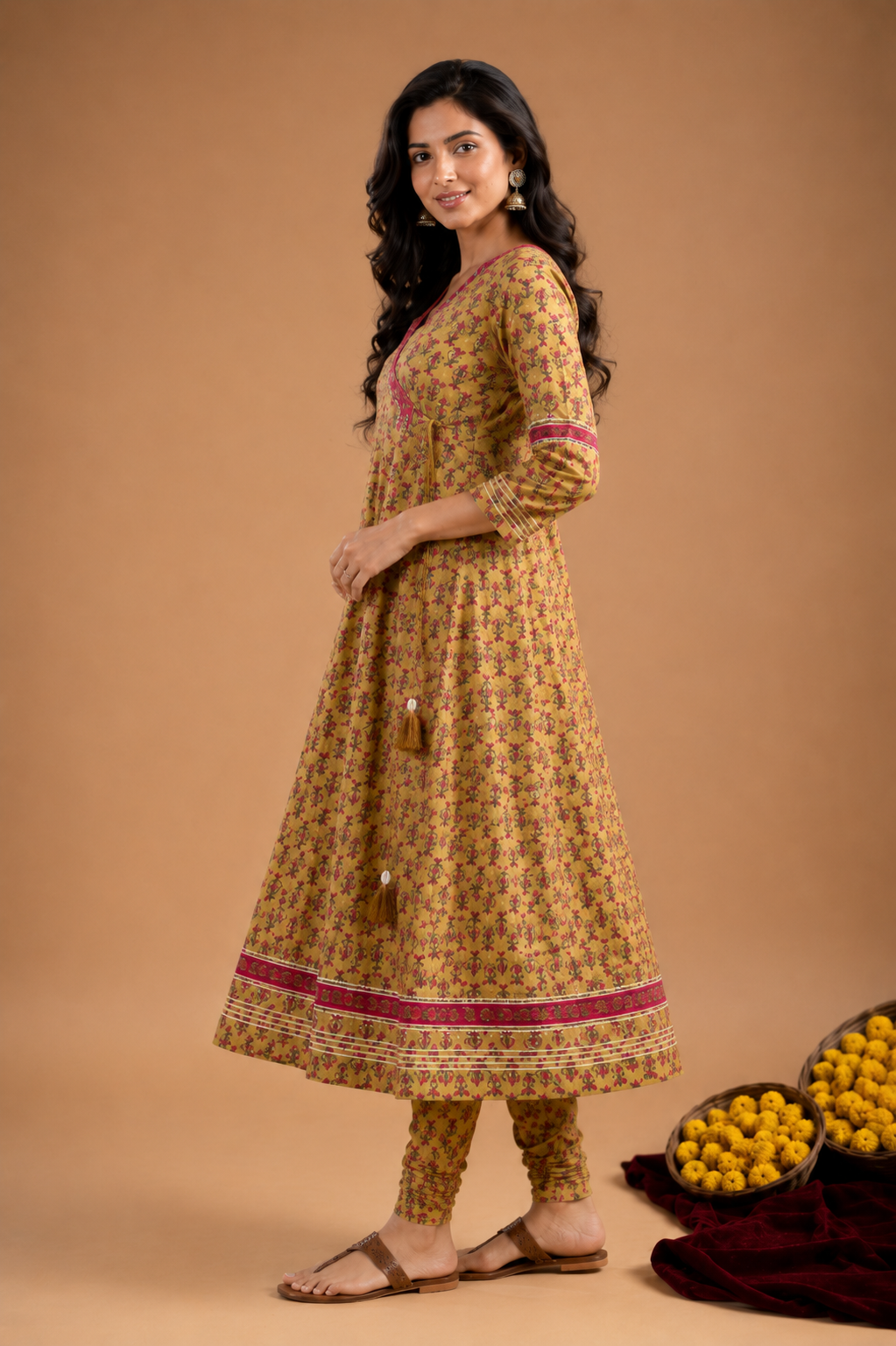 Green cotton and dupatta kota doriya Complete Suit Set