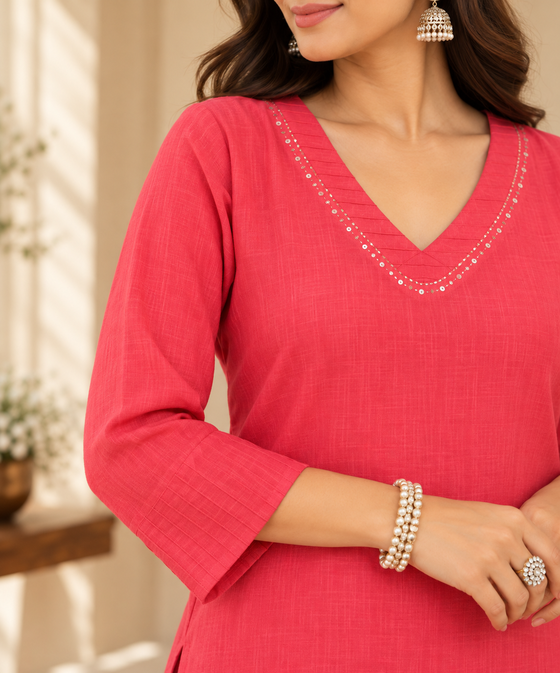 Peach Kurta Dupatta set