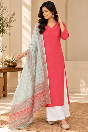 Peach Kurta Dupatta set
