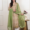 Green And White Cotton Kurta Dupatta Set (Pant Not Included)