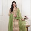 Green And White Cotton Kurta Dupatta Set (Pant Not Included)