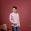 LIGHT PINK COTTON COLLAR NECK FLORAL BOOTI PRINT SHIRT FOR MEN'S