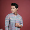GREY COTTON COLLAR NECK FLORAL BOOTI PRINT SHIRT FOR MEN'S