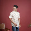 CREAM COTTON COLLAR NECK GIRAFFE PRINT SHIRT FOR MEN'S
