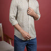 Pista Green Chinese Collar Handblock Printed Shirt For Men's