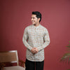 PISTA GREEN Chinese collar HANDBLOCK SHIRT FOR MEN'S