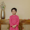 Pink Cotton Collar Neck Kurta For Boys